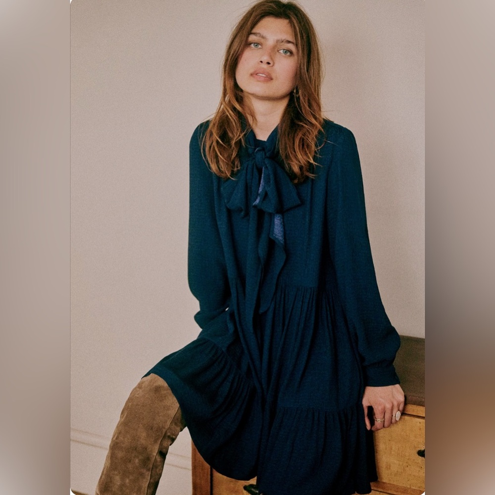 NWT Sézane navy button front dress